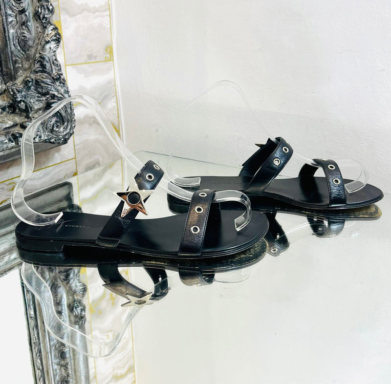 Giuseppe Zanotti Kalamity Star Embellished Leather Sandals. Size 37