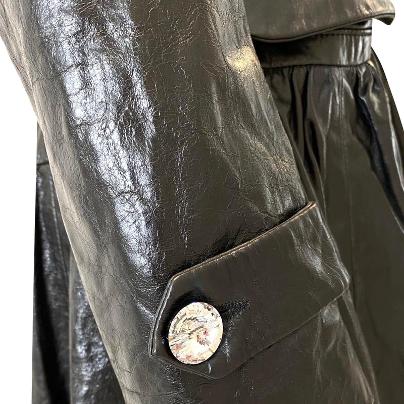Philipp Plein Ltd Edition Logo Leather Trench Coat. Size S