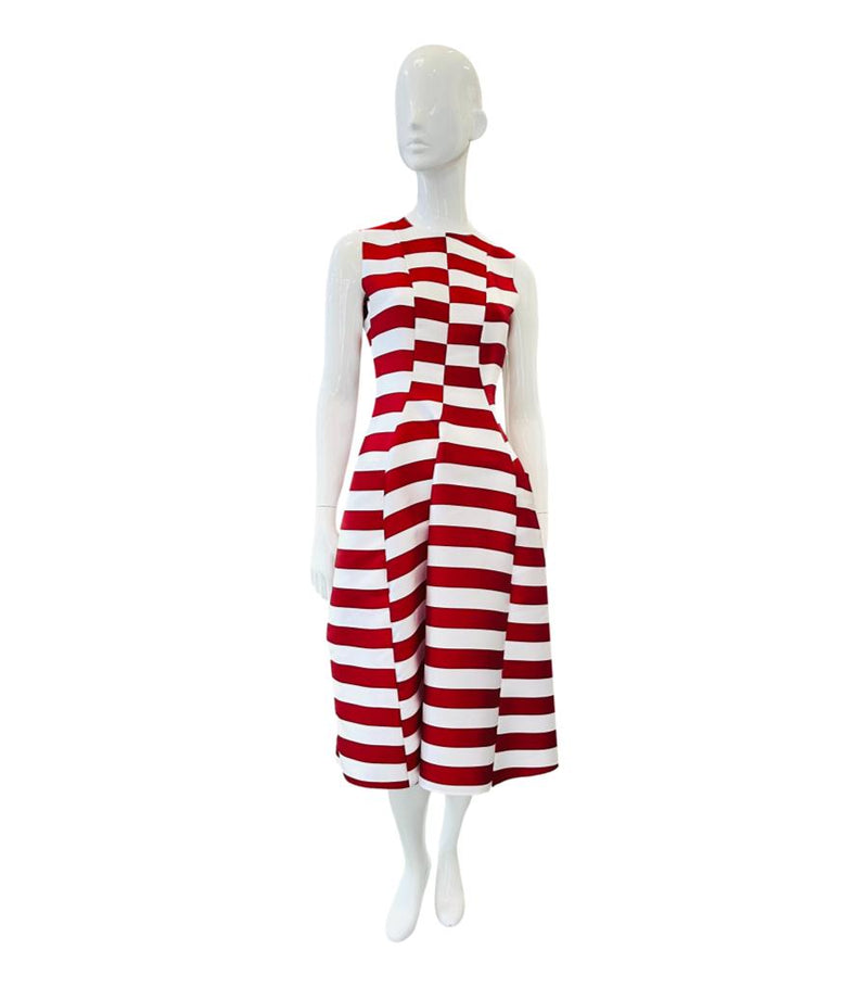 Maison Rabih Kayrouz Striped Silk Blend Tulip Dress. Size 38FR