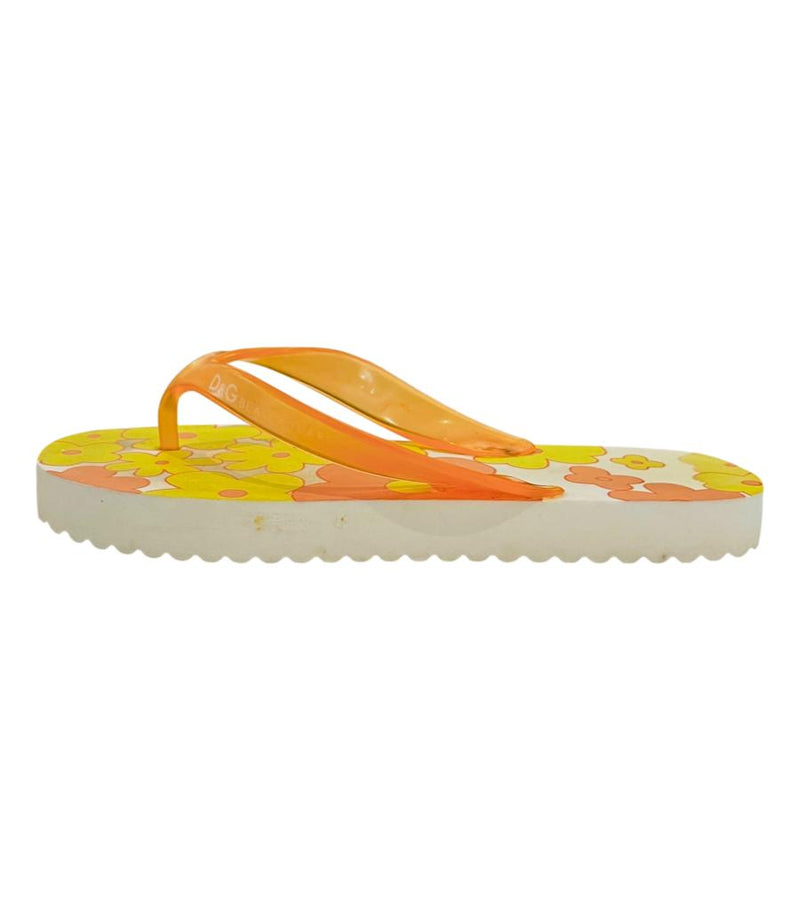 Dolce & Gabbana Floral Print Rubber Flip Flop Sandals. Size L