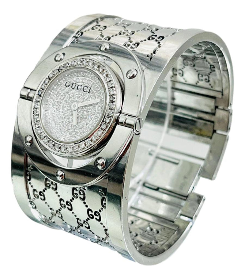 Gucci Twirl Stainless Steel & Full Diamond Face Watch