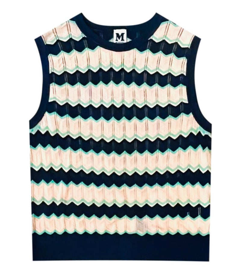 Missoni Chevron Pattern Cotton Knit Vest. Size 44IT