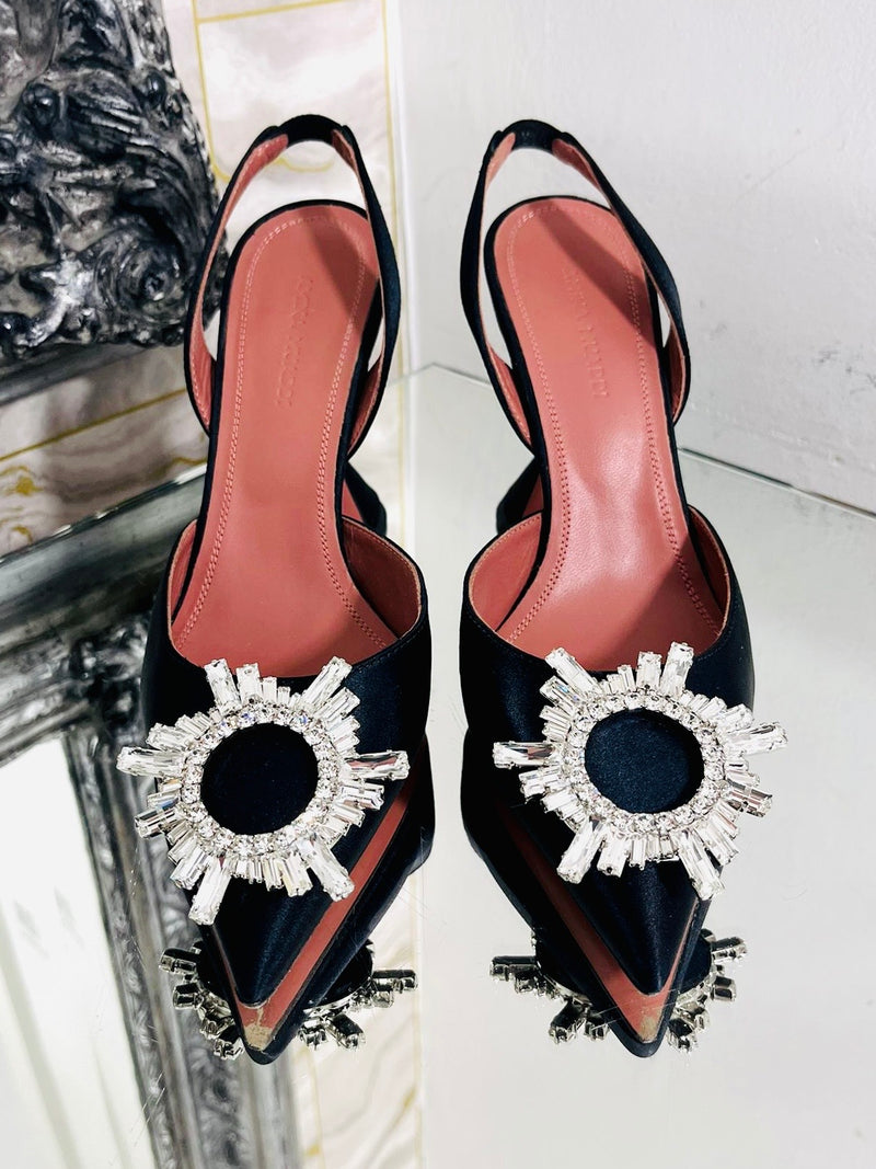 Amina Muaddi Satin & Crystal Heels. Size 35.5