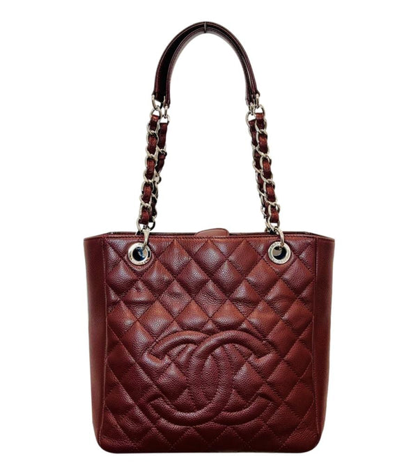 Chanel 'CC' Logo Caviar Leather Petite Shopping Tote Bag