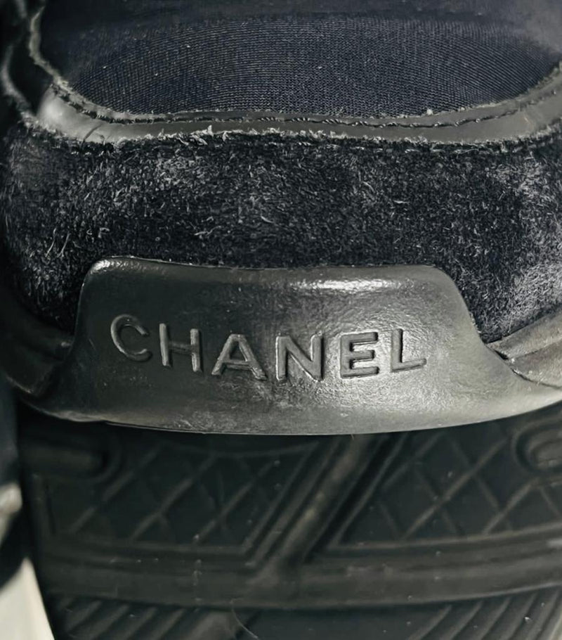 Chanel 'CC' Logo All Black Suede Sneakers. Size 35.5