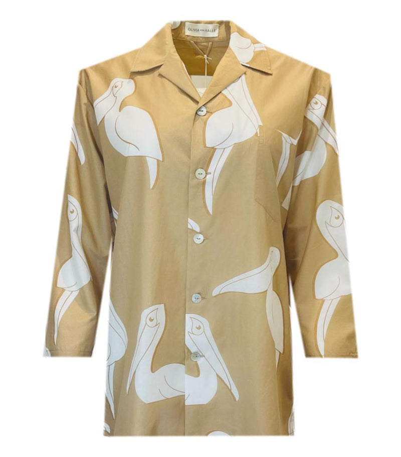 Olivia Von Hale Cotton & Silk Pelican Print Pyjamas. Size S
