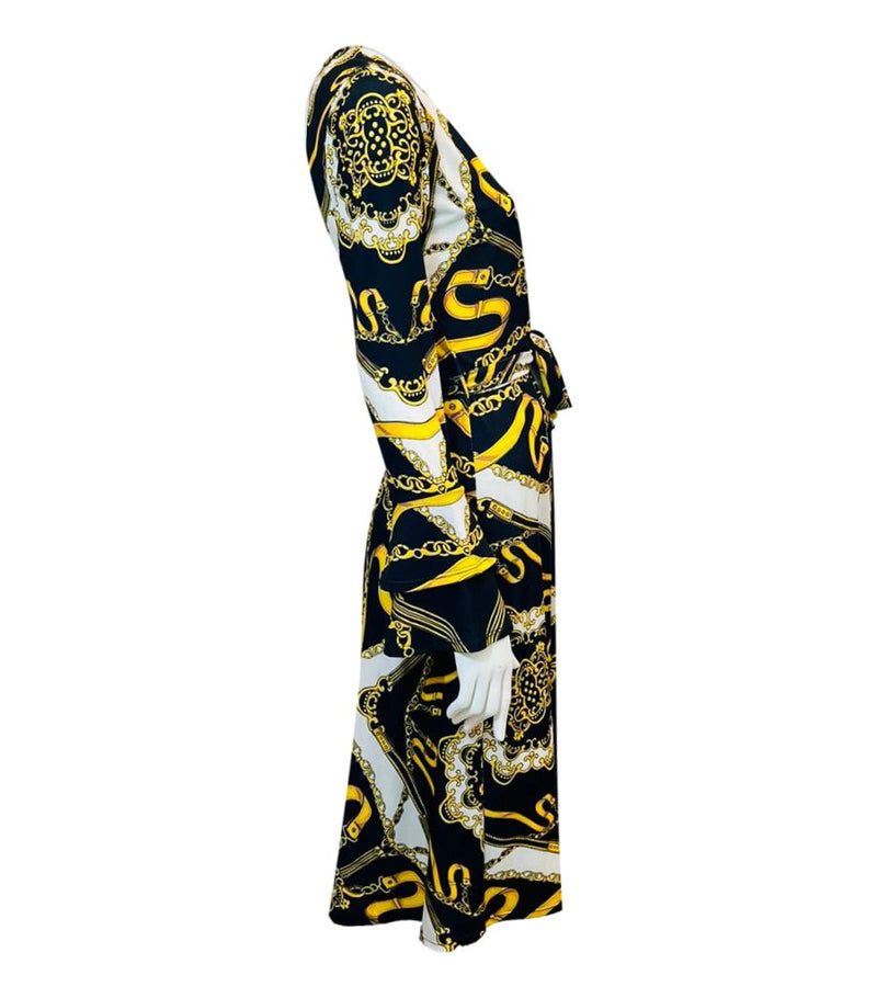 Hale Bob Chain Print Wrap Dress. Size S