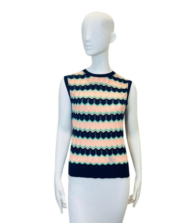 Missoni Chevron Pattern Cotton Knit Vest. Size 44IT