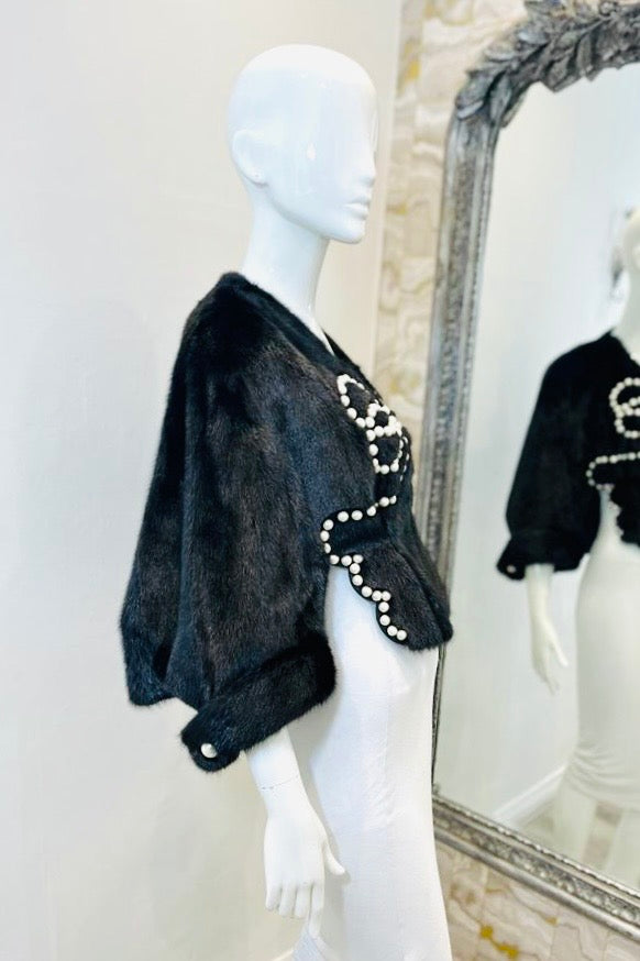 Fendi Pearl Embellished Mink Fur Jacket. Size 36IT