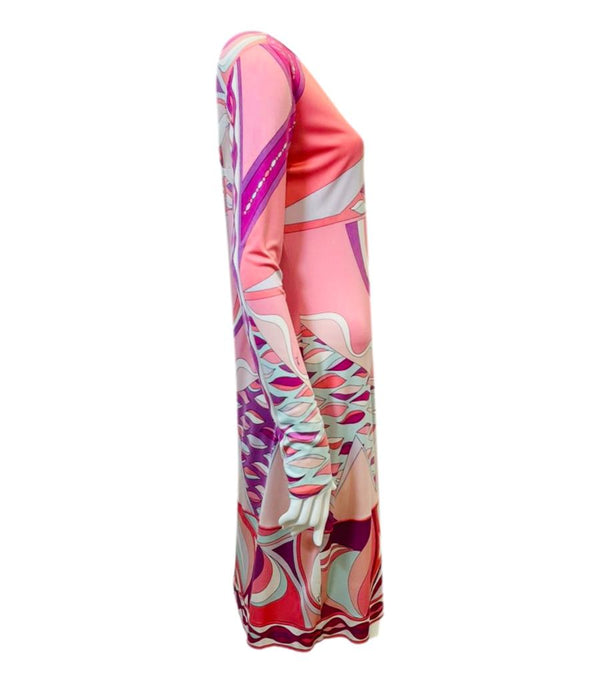 Emilio Pucci Abstract Print Silk Dress. Size 44FR