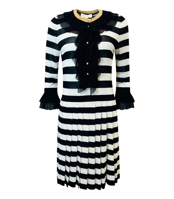Gucci Striped Dress with 'GG' Pearl Buttons. Size L