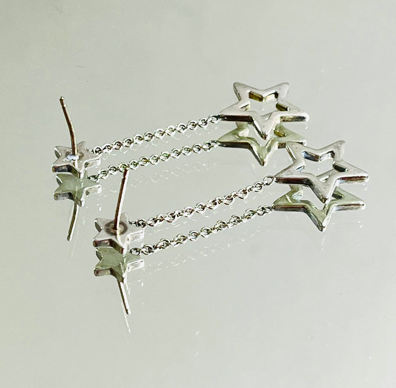 Tiffany & Co. Sterling Silver Star Drop Dangle Earrings