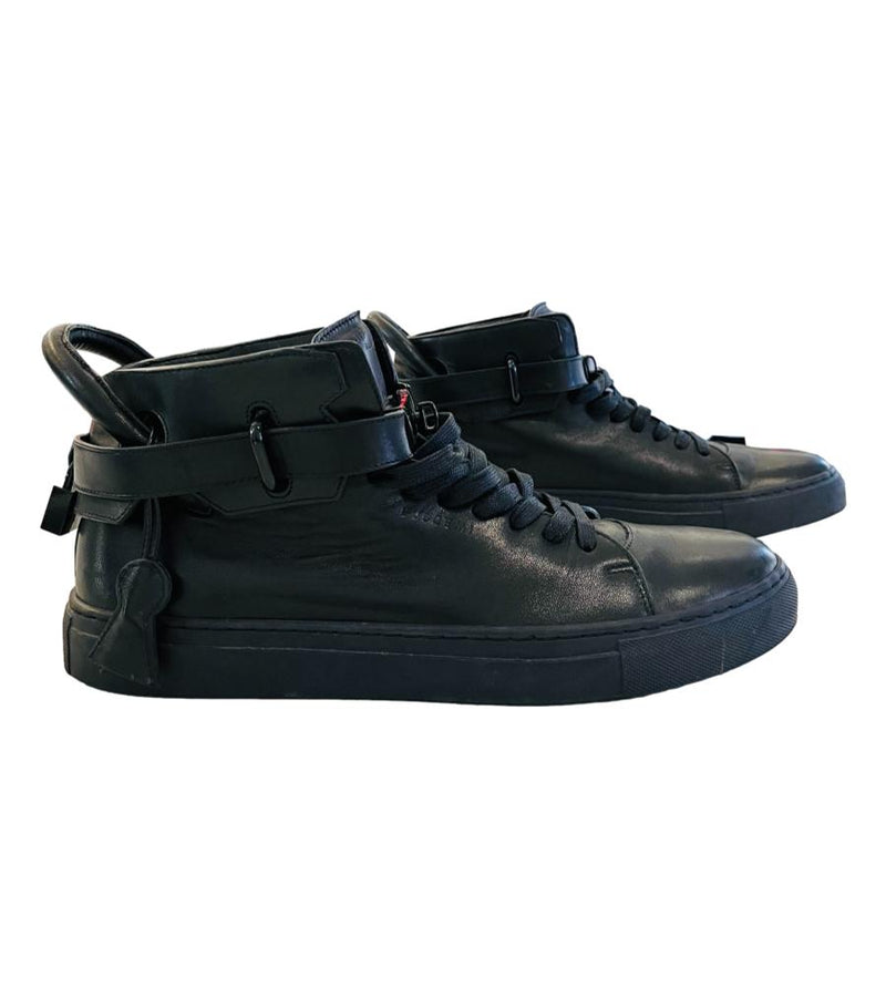 Buscemi Leather High-Top Sneakers With Padlock Detail. Size 46