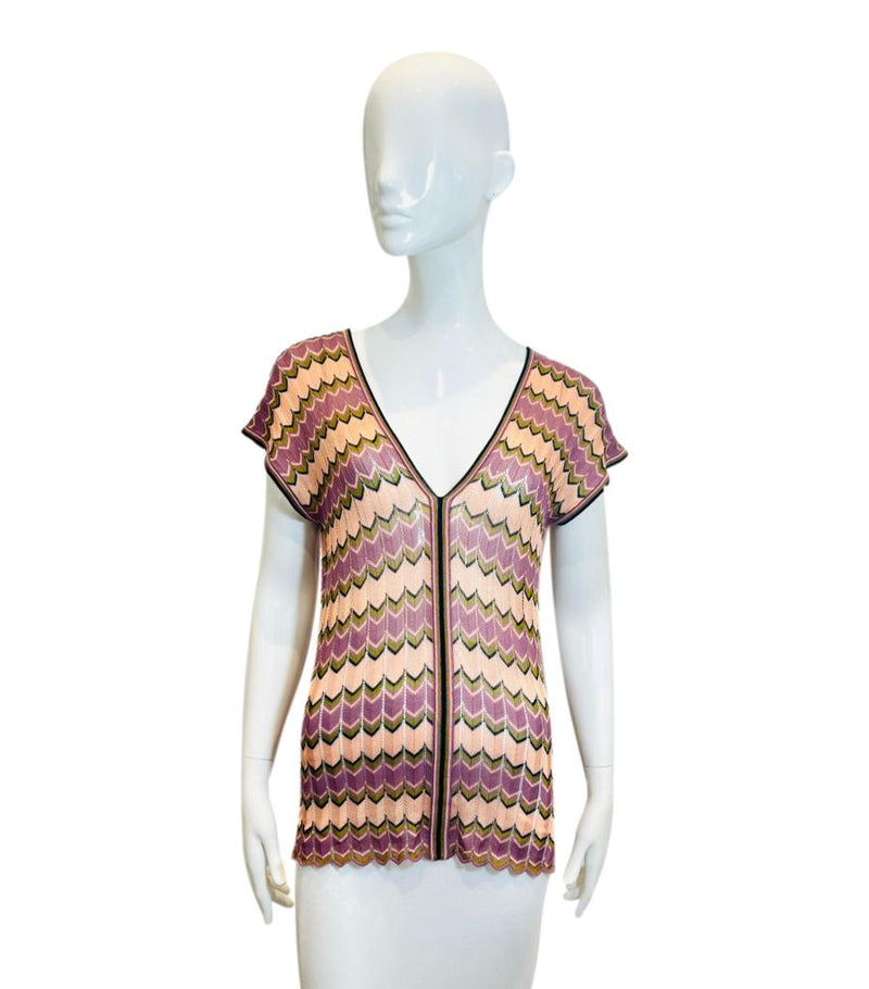 Missoni Chevron Pattern Knitted Cotton Top. Size 40IT