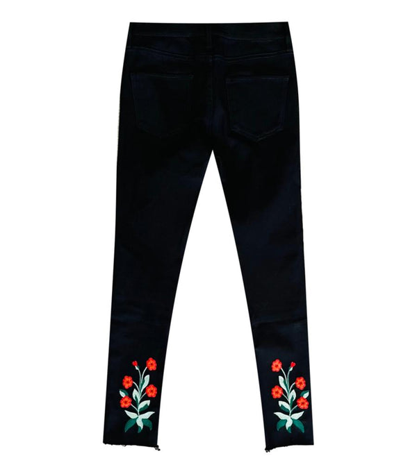 Gucci Floral Embroidered Cotton Jeans. Size 26