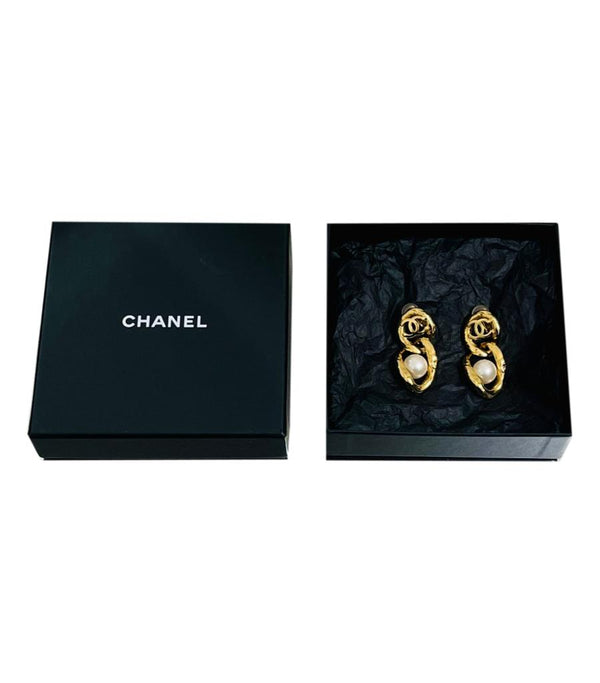 Chanel 'CC' Logo & Pearl Dangle Earrings