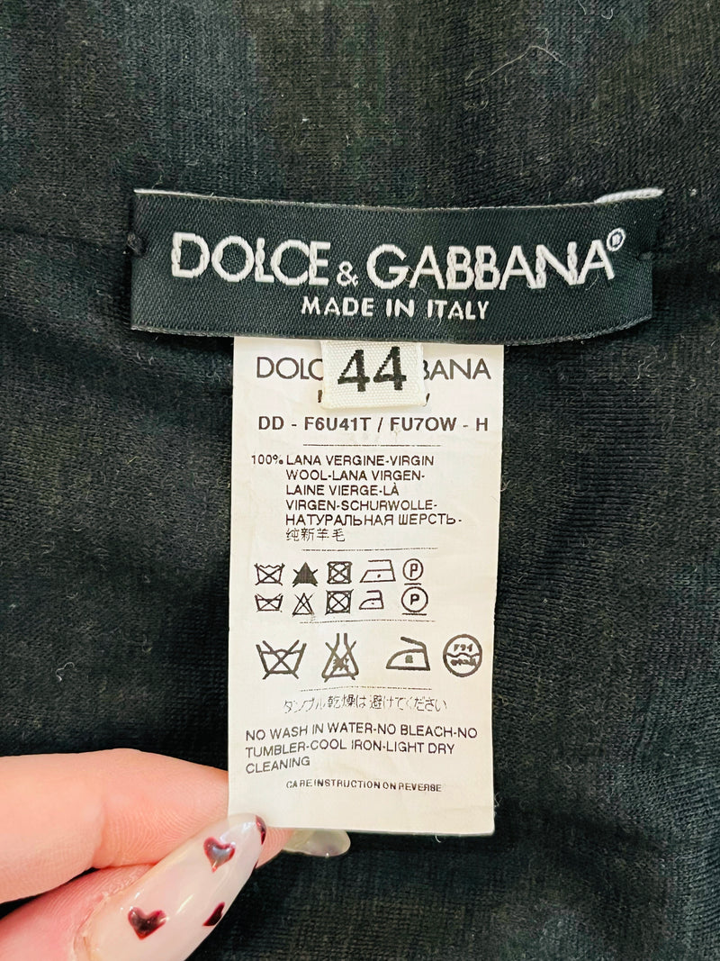 Dolce & Gabbana Ruched Wool Dress. Size 44IT