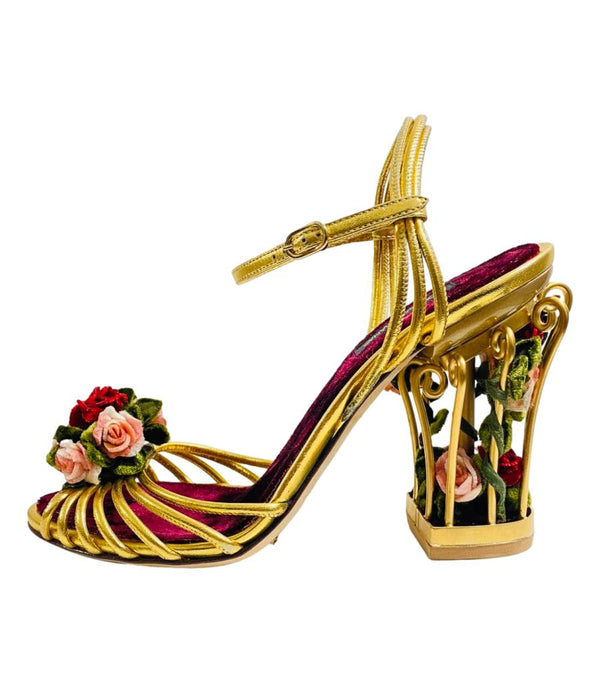 Dolce & Gabbana 3D Rose Cage Sandals. Size 37