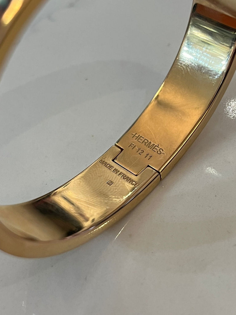 Hermes Animal Enamel & 18k Gold Plated 'H' Clic Clac Bangle