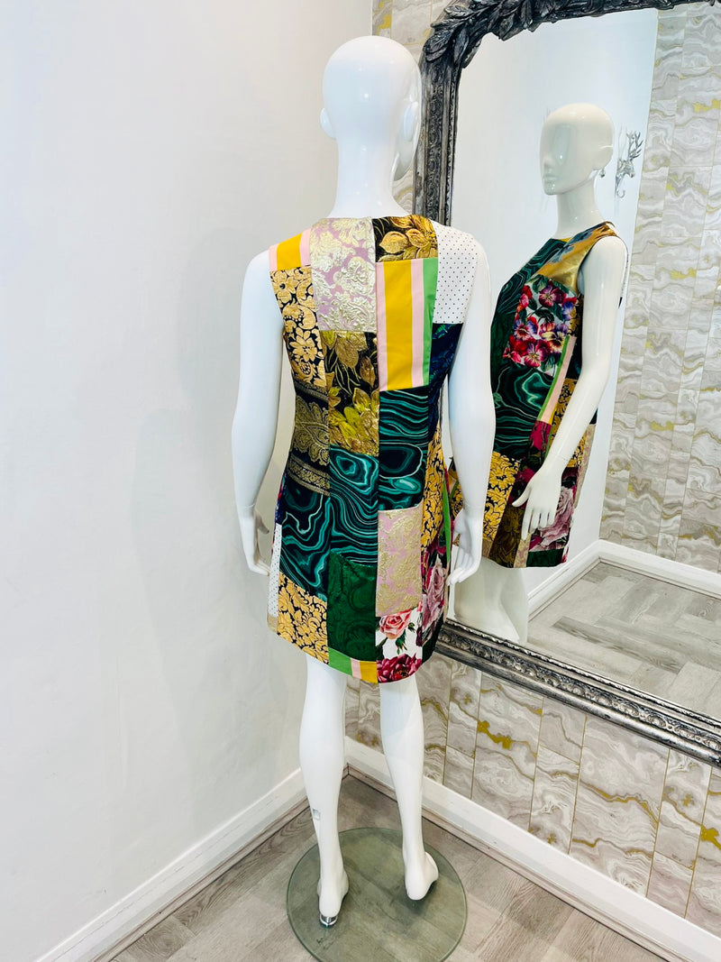 Dolce & Gabbana Brocade & Lame Patchwork Dress. Size 44IT