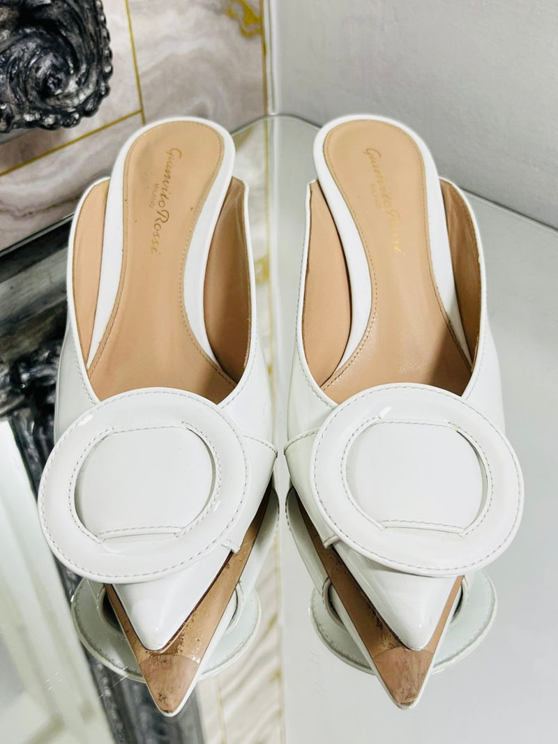 Gianvito Rossi Leather Round Buckle Mules. 35.5