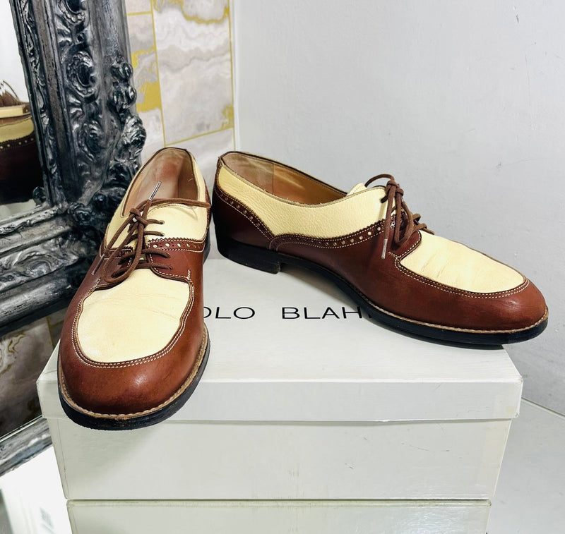 Manolo Blahnik Leather Brogues. Size 40