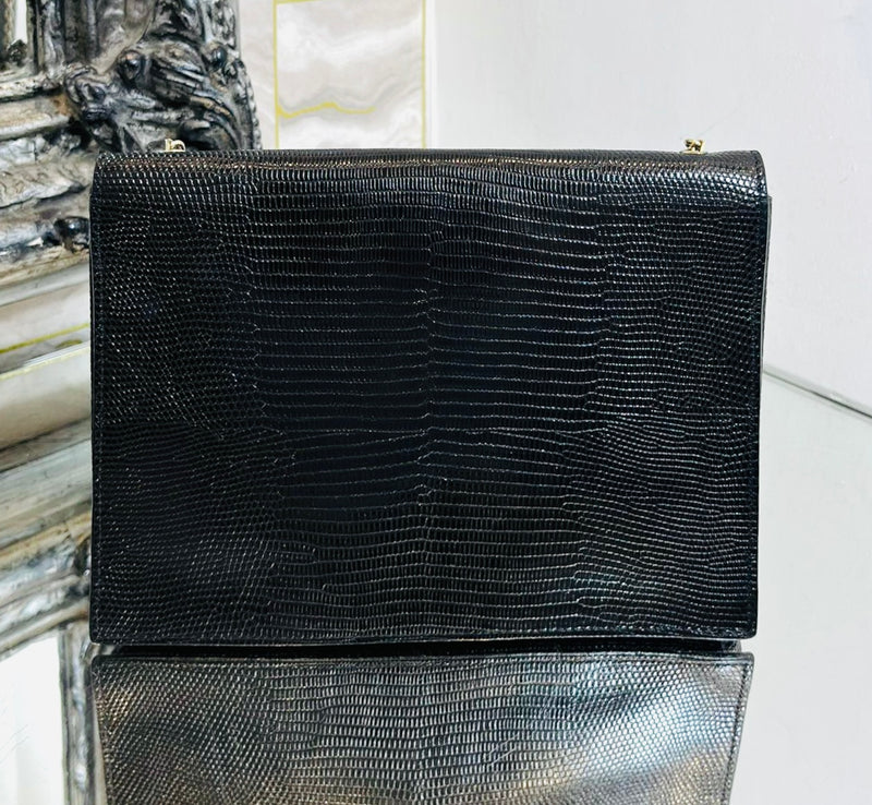 Fendi Lizard Embossed Leather Wallet/Bag On Chain