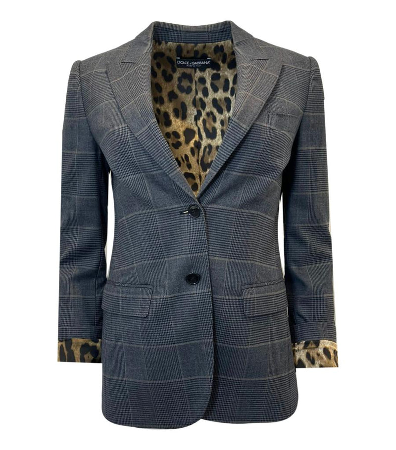 Dolce & Gabbana Prince Of Wales Check Wool Blazer. Size 40IT
