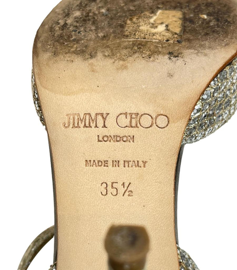Jimmy Choo Glitter Mary Jane Sandals. Size 35.5