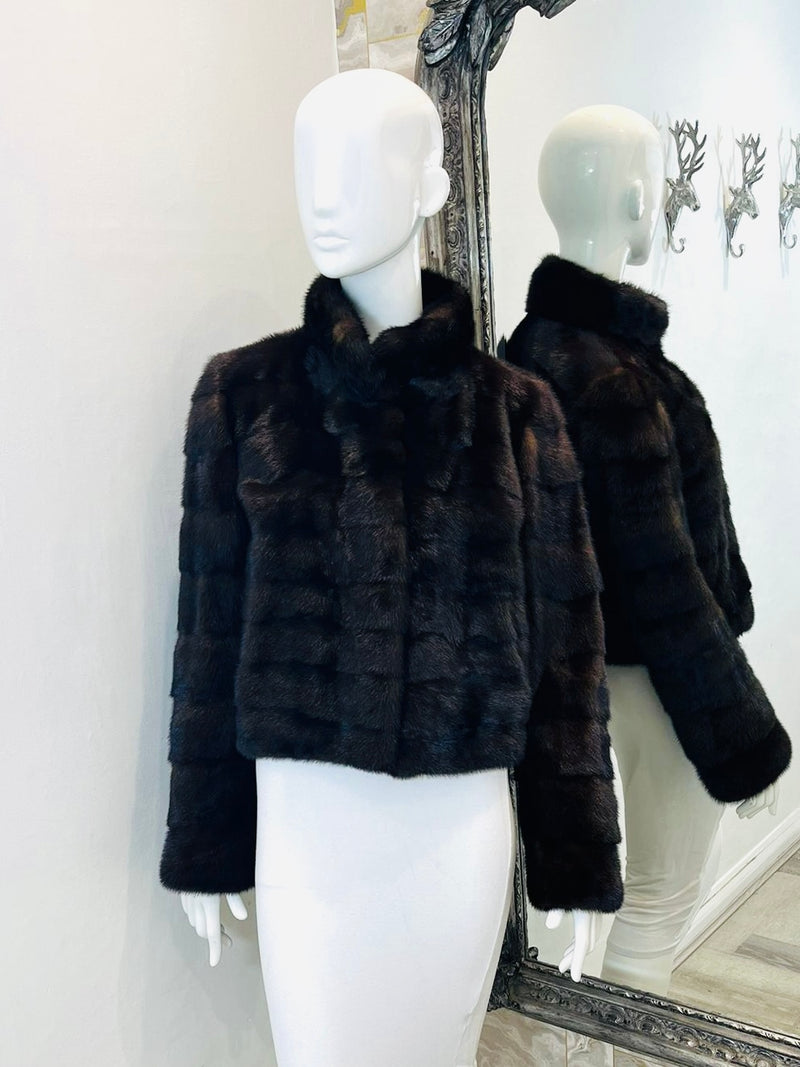 LOUIS VUITTON Tweed Mink fur Coat 38 Authentic Women Used