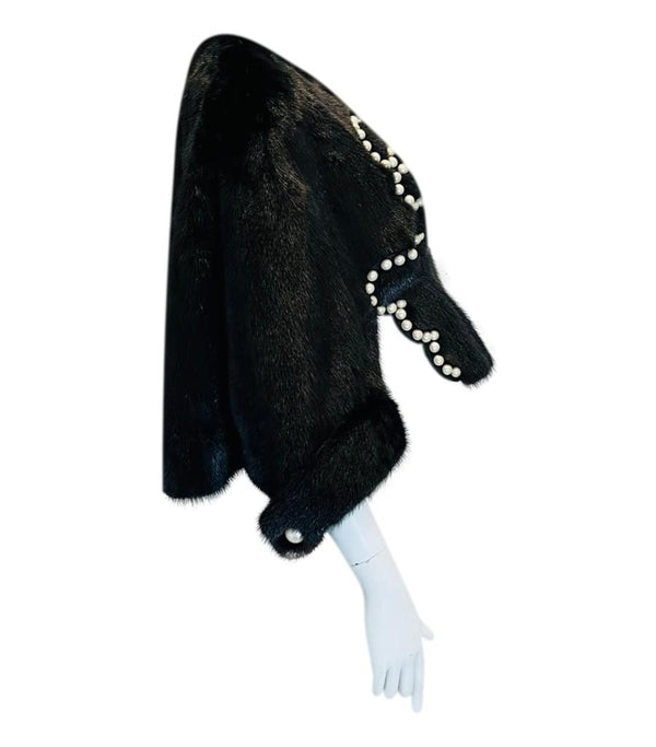 Fendi Pearl Embellished Mink Fur Jacket. Size 36IT
