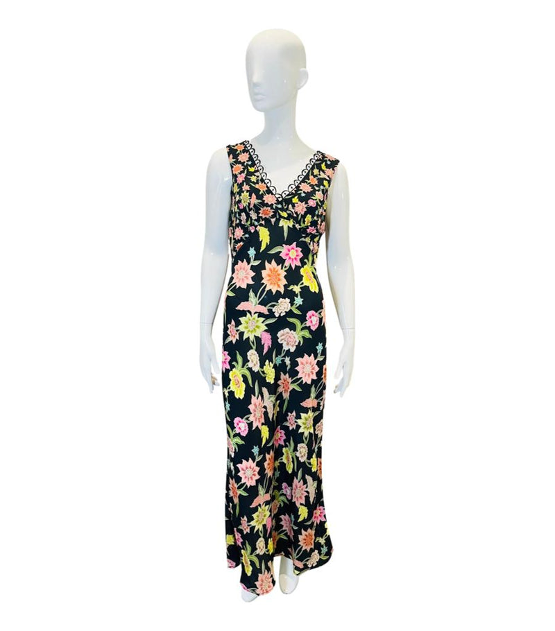 Hayley Menzies Silk Floral Maxi Dress. Size XS