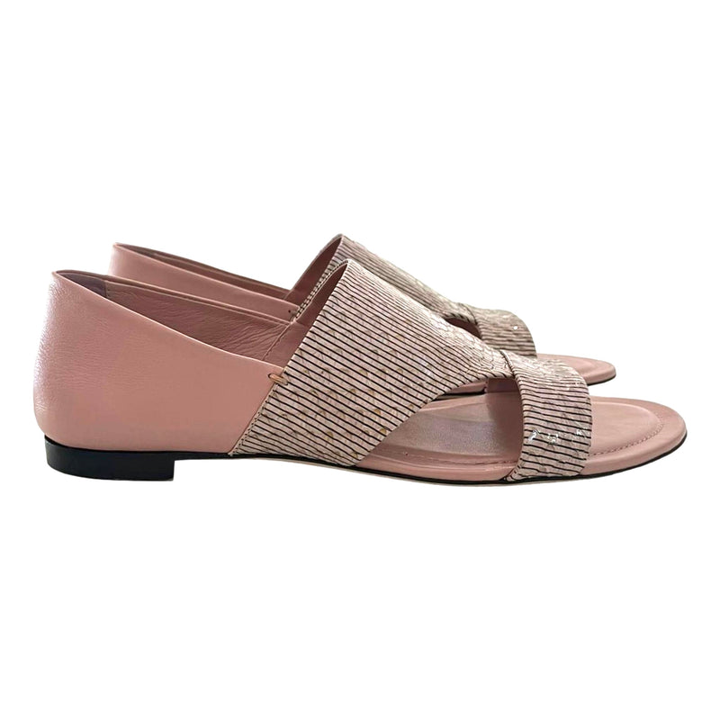 Tod's Snake Embossed Leather Sandals. Size 38.5