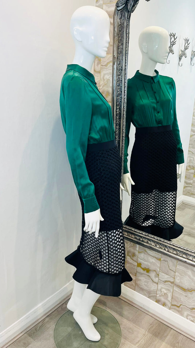 Self-Portrait Silk & Openwork Dress. Size 10UK