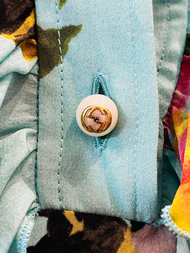 Gucci Silk Rose & Bee Print Dress. Size 42IT