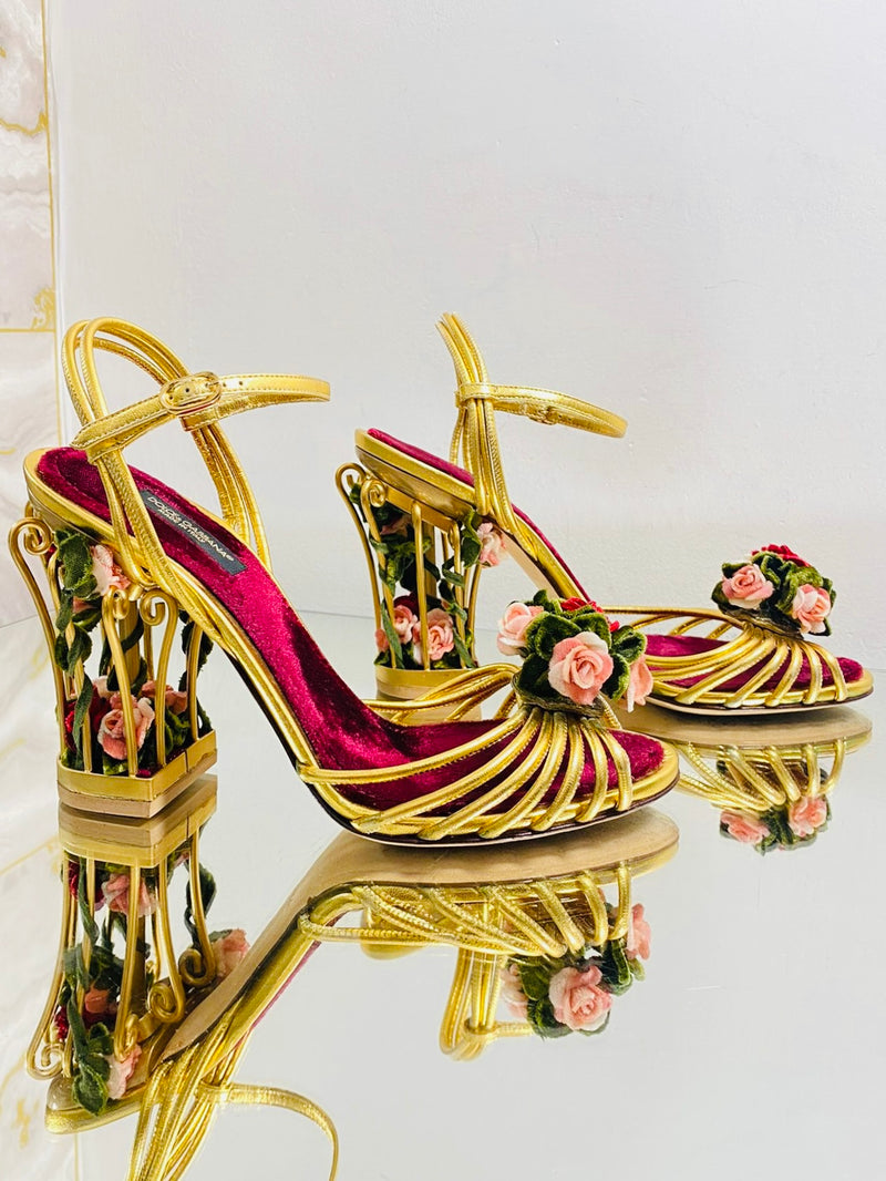 Dolce & Gabbana 3D Rose Cage Sandals. Size 37