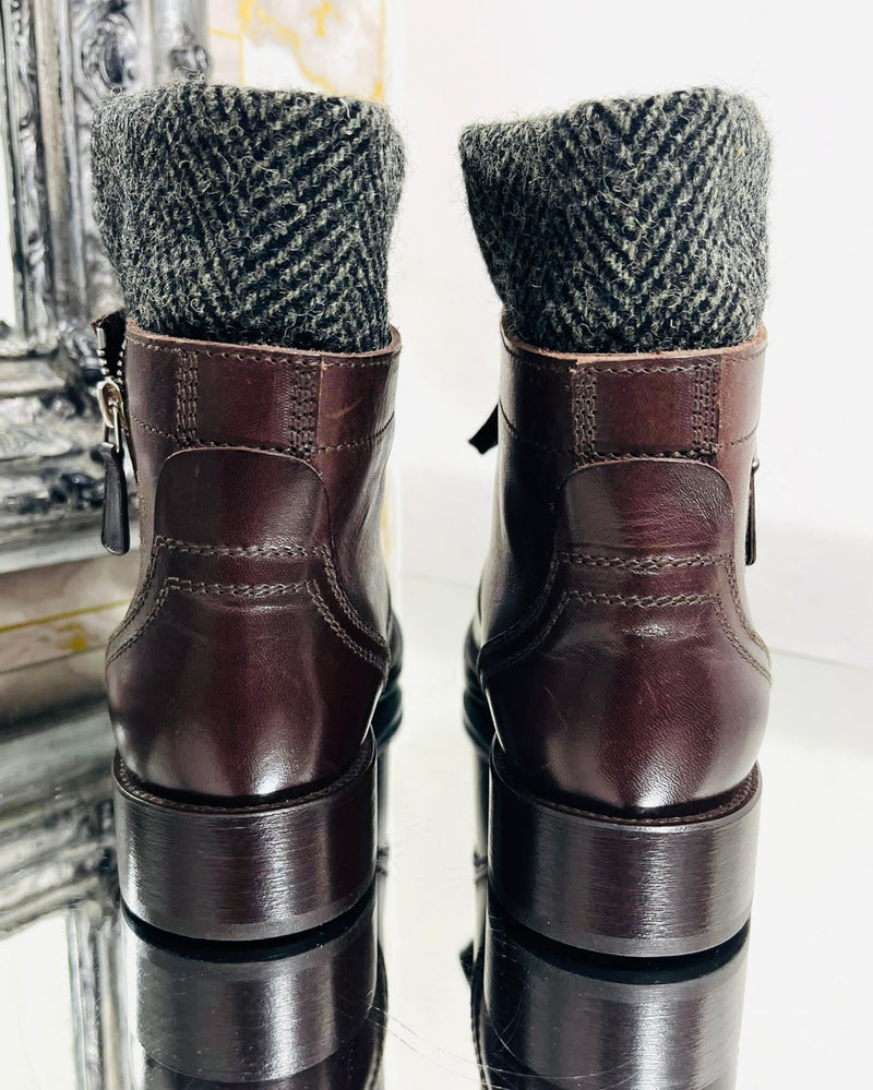 Chanel 'CC' Logo Leather Ankle Boots. Size 37.5