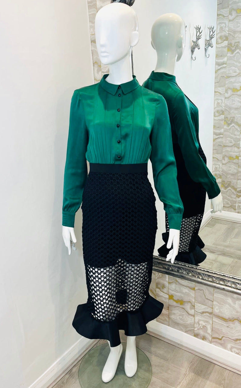 Self-Portrait Silk & Openwork Dress. Size 10UK