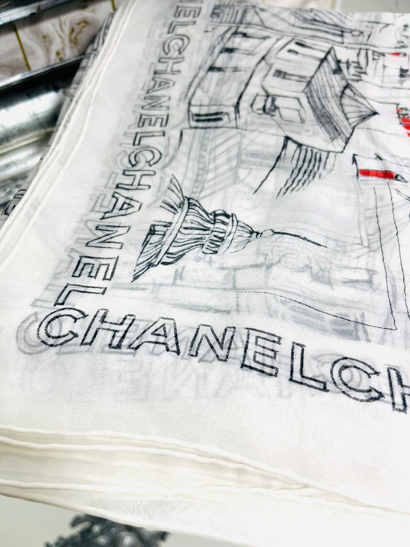 Chanel  XL 'Paris Roofs' Printed Silk Scarf