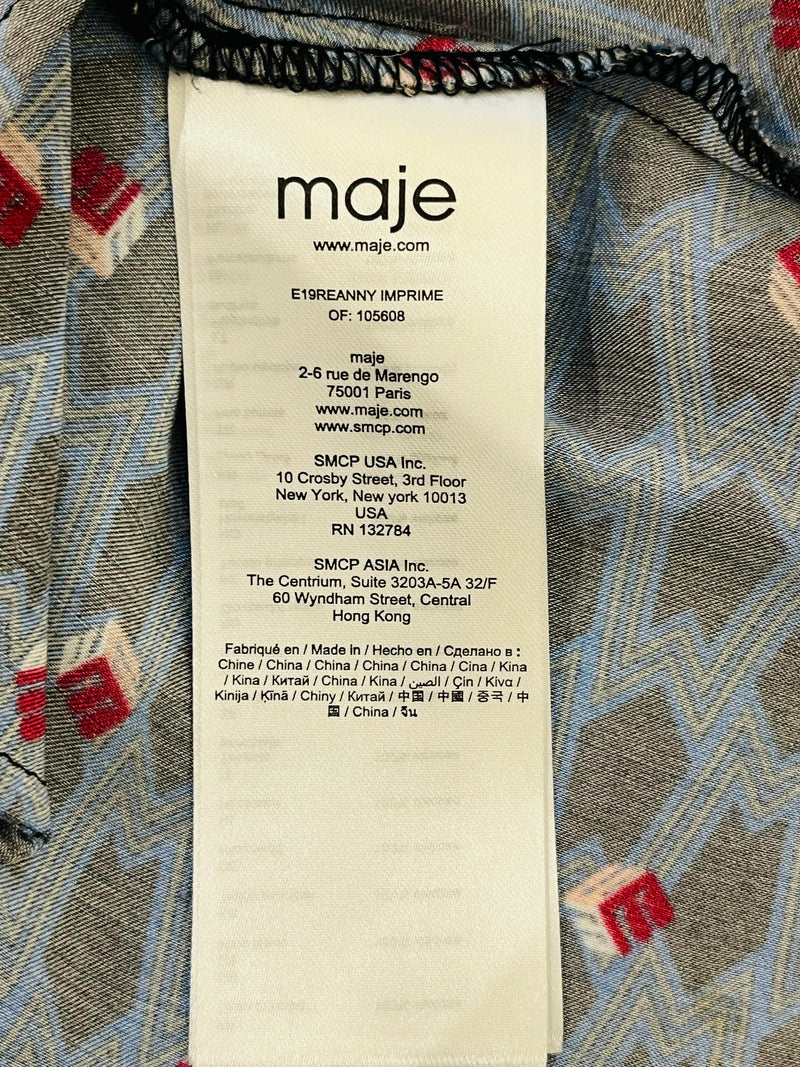 Maje Logo Pattern Wrap Dress. Size 1