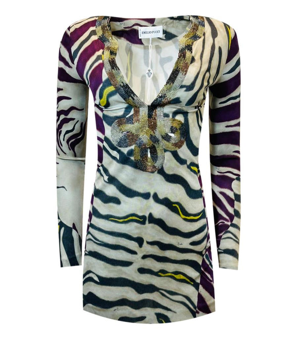 Emilio Pucci Bead Embellished Tunic Top. Size 40IT