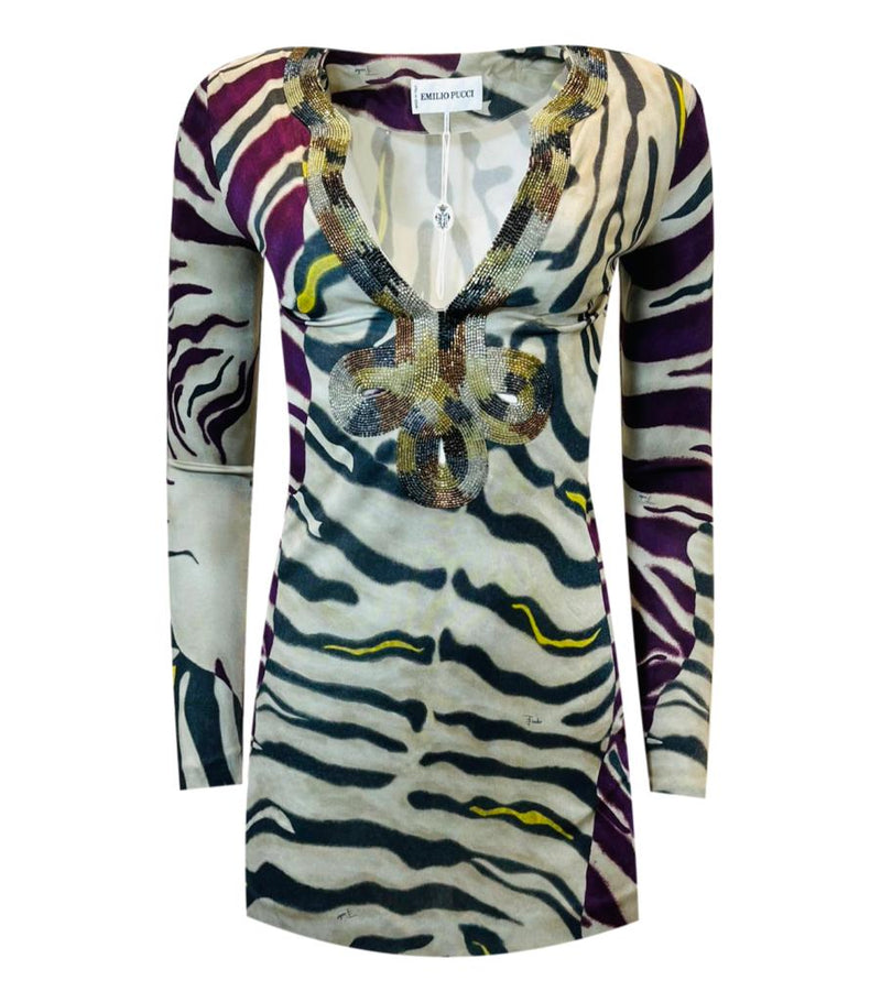 Emilio Pucci Bead Embellished Tunic Top. Size 40IT