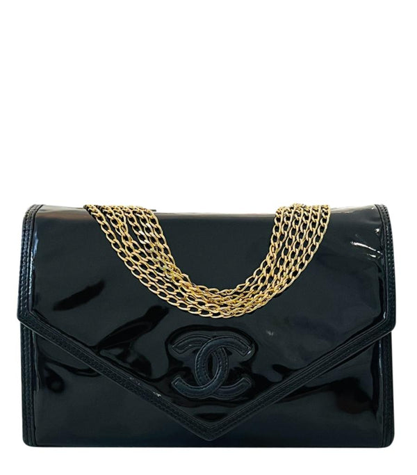 Chanel Vintage Patent Leather 'CC' Logo Crossbody Bag