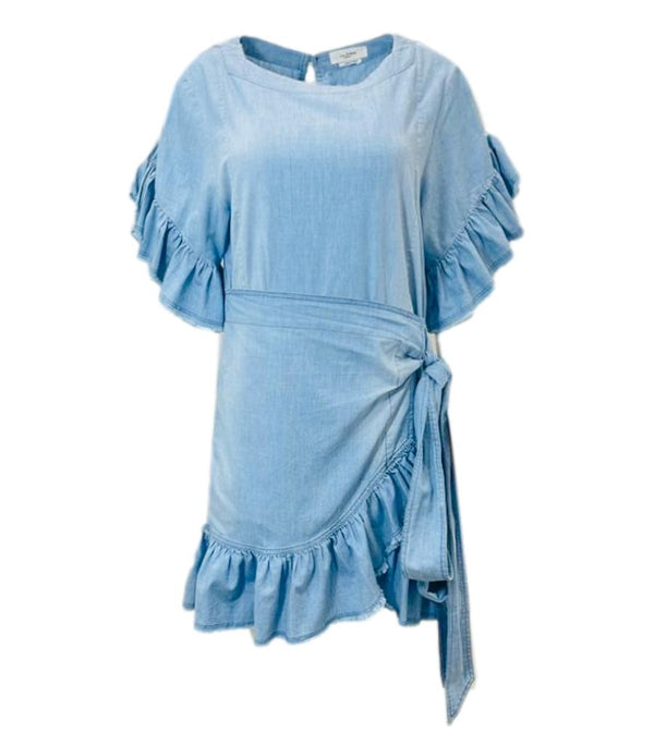 Isabel Marant Denim Ruffle Wrap Dress. Size 44FR