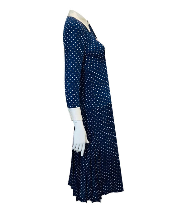 Alessandra Rich Silk Pleated Polka-Dot Dress. Size 42IT