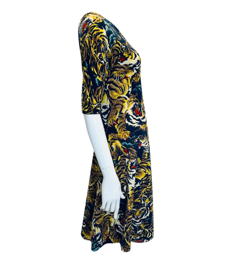 Kenzo Tiger Print Wool Dress. Size L