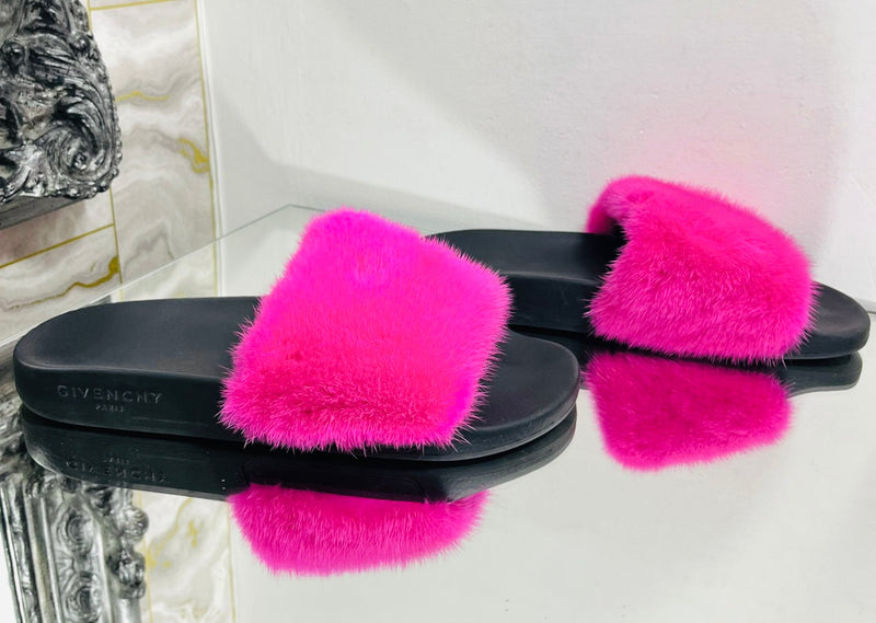 Givenchy Mink Fur Slides. Size 39