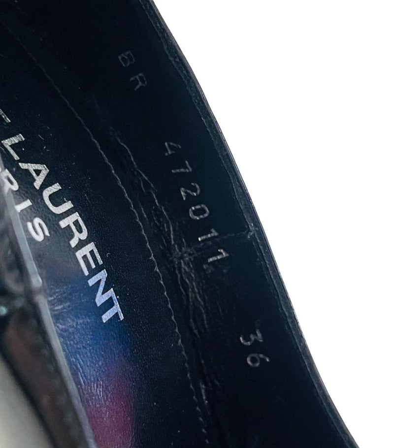 Saint Laurent Patent Leather Logo Opyum Heels. Size 36