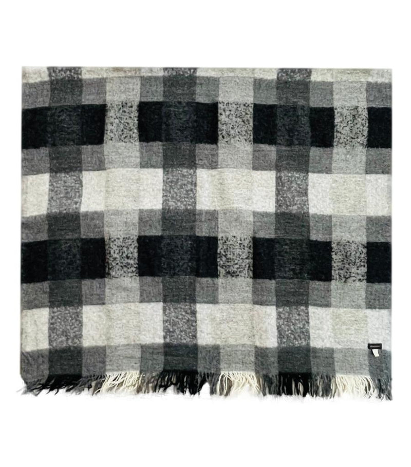 Mulberry Wool & Mohair Checked Shawl/Wrap