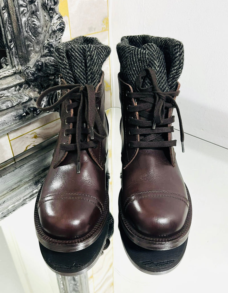Chanel 'CC' Logo Leather Ankle Boots. Size 37.5